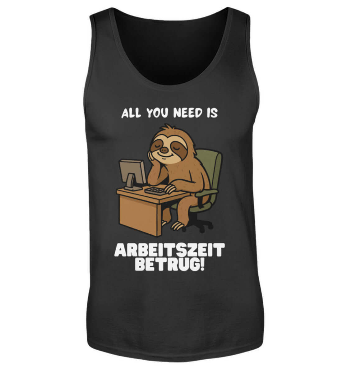 Schwarzes Tanktop mit witzigem Arbeitszeitbetrug-Design für Männer

