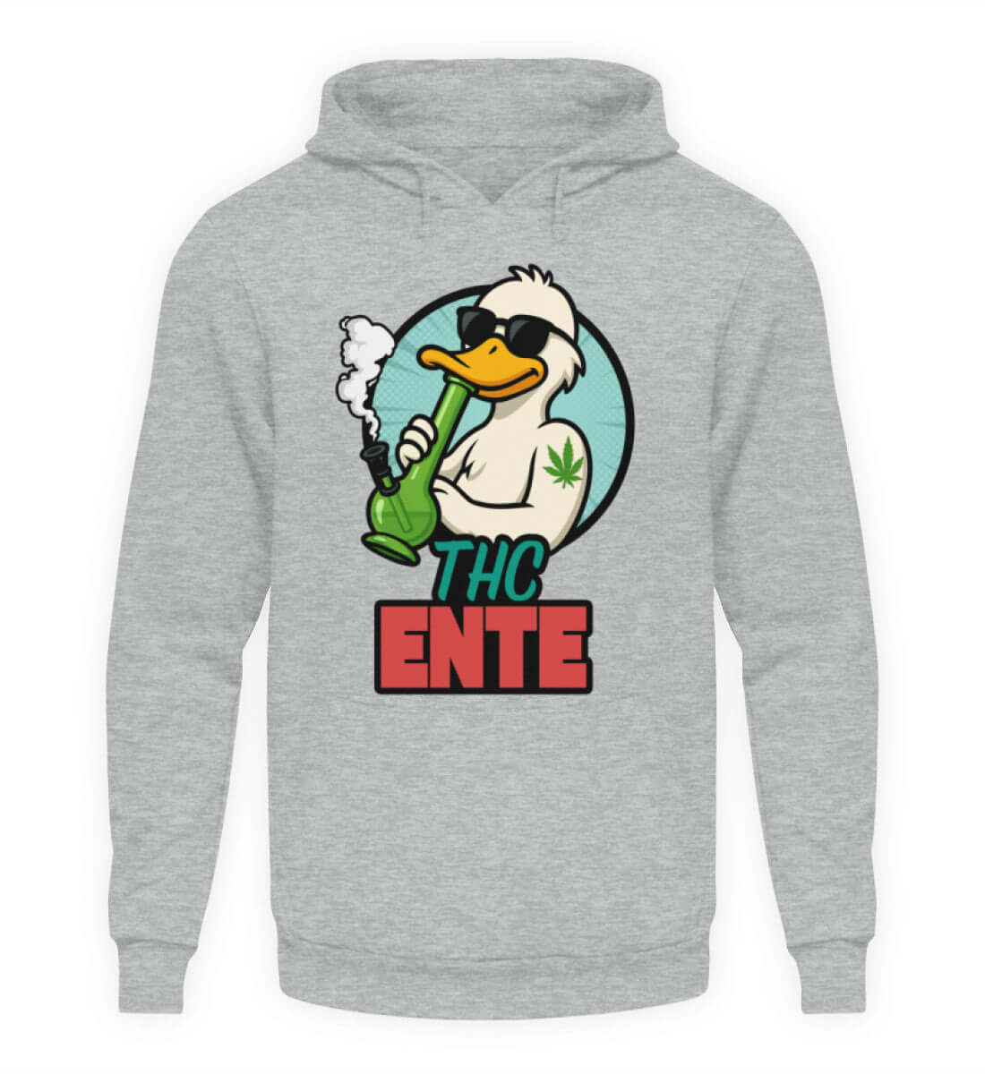 Grauer Unisex Hoodie mit stoned Duck Print und Joint