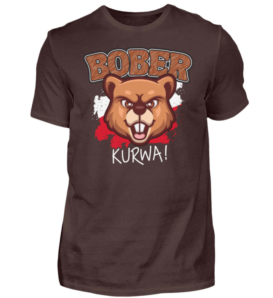 Bober Kurwa T-Shirt featuring a cartoon beaver design with bold lettering, made of 100% premium cotton for comfort.