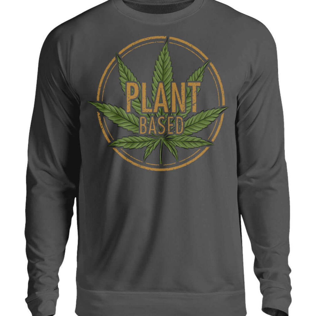 PLANT BASED | Herren Cannabis Pullover Grau 