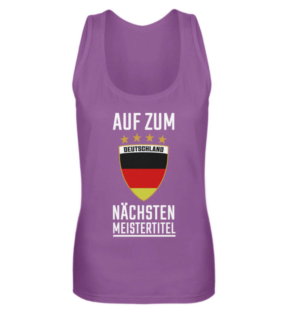 Deutschland Fan Tank Top Damen in lila mit Aufdruck für sportliche Fans und Stadion Style.