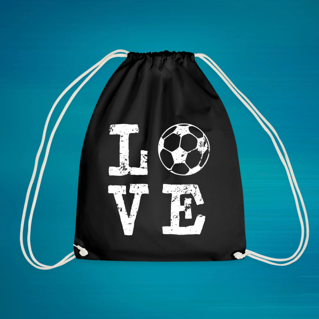 Sportbeutel Schwarz - EM 2024 Fußball Love - Pixdesign Onlineshop - Turnbeutel